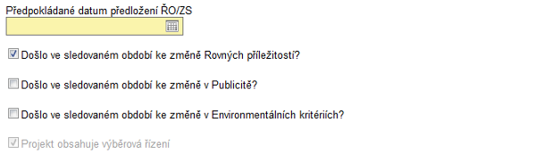 5.6 Rovné příleţitosti Příjemce může tuto záložku upravovat pouze v případě, že na záložce Monitorovací zpráva/hlášení zatrhl