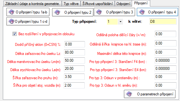 2.2.5 Pátá záložka - Připojení Typ připojení (0, 1, 2, 3 nebo 4) se nastaví výběrem z combo-boxu.