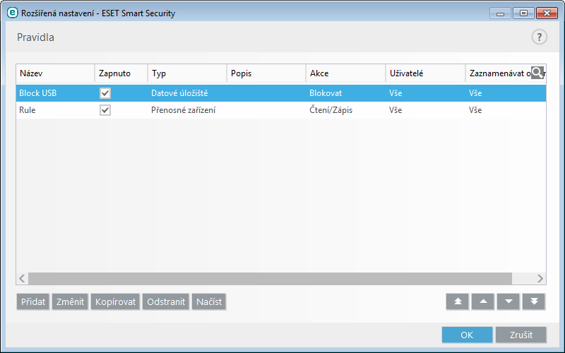 4.1.3 Správa zařízení ESET Smart Security poskytuje automatickou kontrolu výměnných médií (CD/DVD/USB/...). Tento modul umožňuje zkontrolovat obsah vložených médií.
