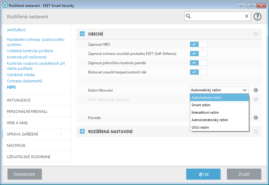 ESET Smart Security má vestavěnou technologii Self-Defense, která brání škodlivé aplikaci v narušení nebo zablokování antivirové ochrany.