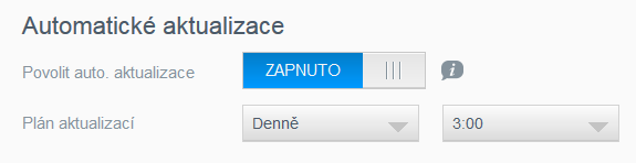 KONFIGURACE NASTAVENÍ Aktualizace firmwaru Stránka Aktualizace firmwaru umožňuje nastavit zařízení tak, aby aktualizace firmwaru zařízení My Cloud probíhaly automaticky nebo ručním vyhledáním souboru