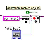 Obr. 23: Příklad funkce pro vyplnění děr na snímku krevních buněk. 8.1.7 Odstranění malých objektů V nasnímaném obraze se mohou objevovat malé částice, které zde zbyly z pozadí po operaci prahování.