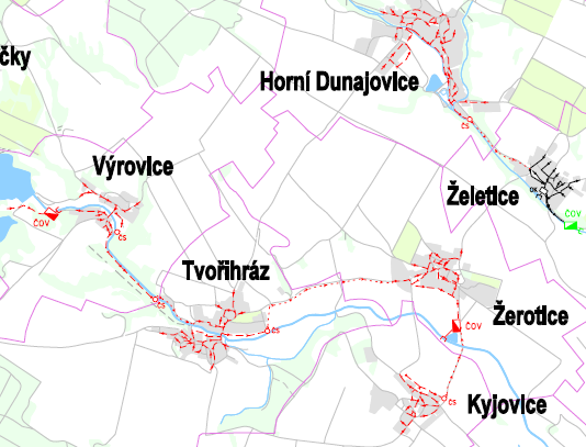 Územní plán Žerotice - odůvodnění veřejný vodovodní řad pro potřebu zásobení zastavitelných ploch prodloužen a veden zejména v plochách veřejných prostranství.