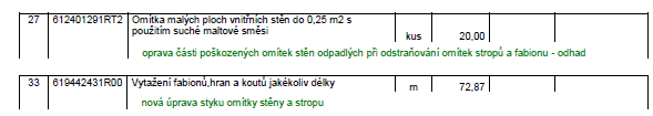 Zaslané rozpočty stavební části spolu nekorespondují, např. : Položky mají jiný kód položky, liší se popis. Tyto výše uvedené položkou jsou pouze v rozpočtu s názvem PNHB zámek odd.