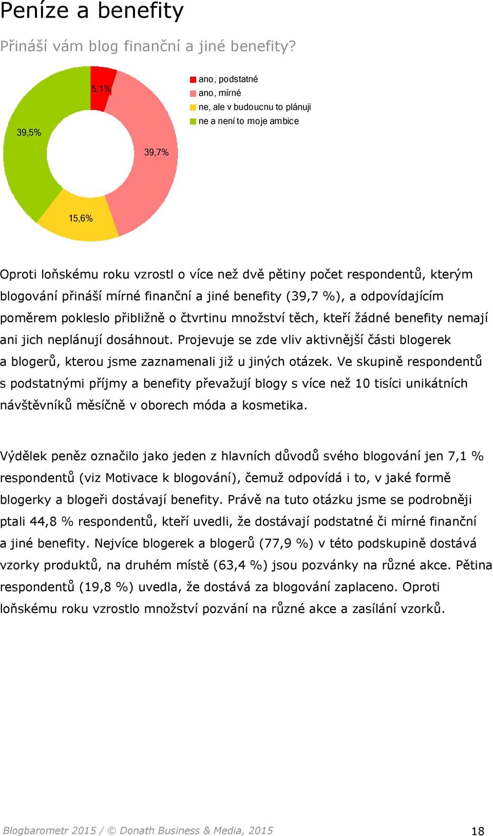 mírné finanční a jiné benefity (39,7 %), a odpovídajícím poměrem pokleslo přibližně o čtvrtinu množství těch, kteří žádné benefity nemají ani jich neplánují dosáhnout.