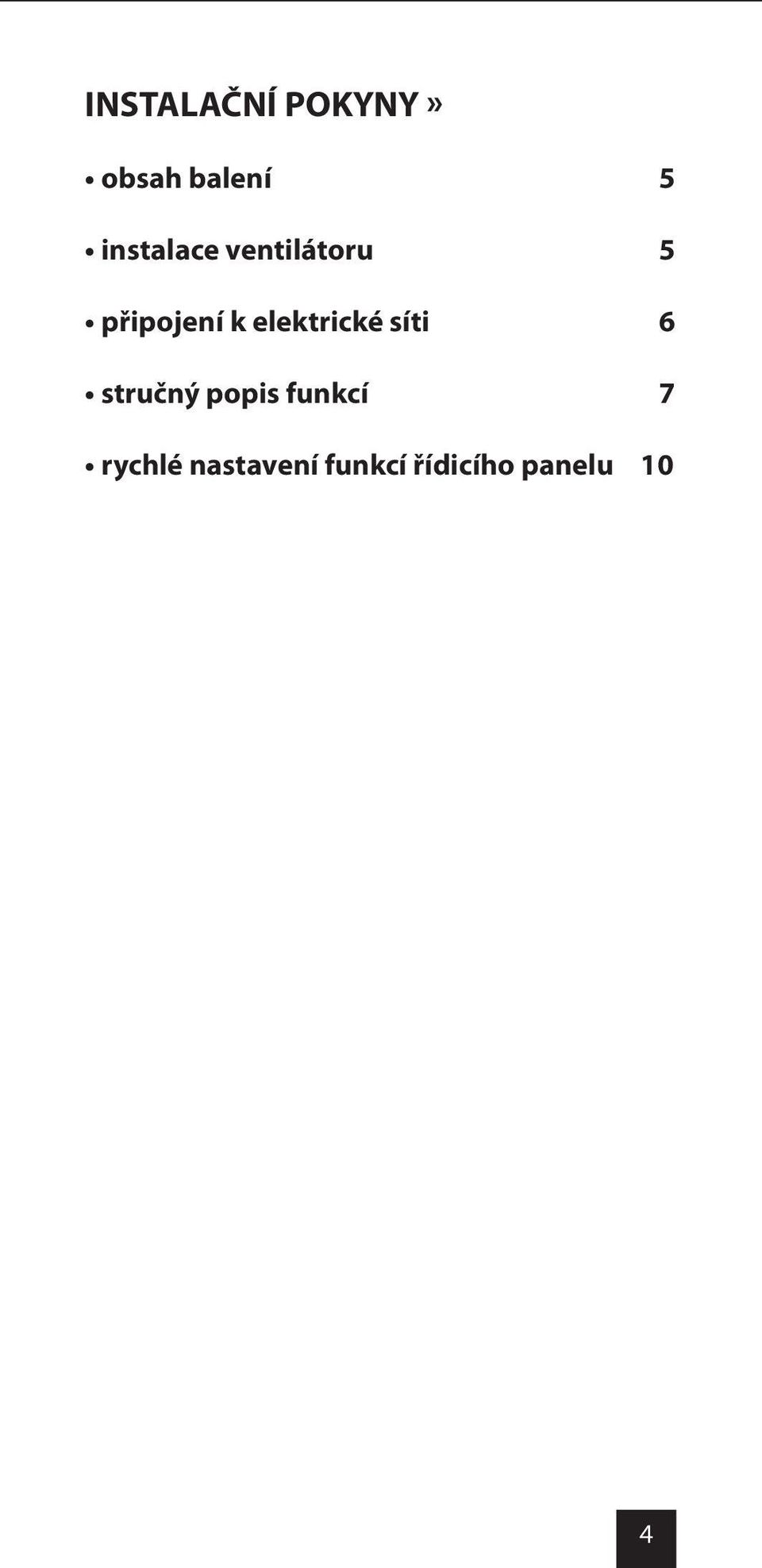 elektrické síti 6 stručný popis funkcí