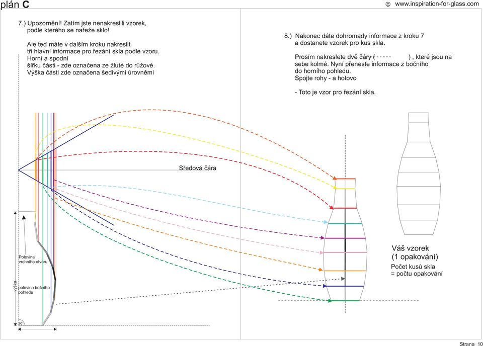 Výška části zde označena šedivými úrovněmi 8.) Nakonec dáte dohromady informace z kroku 7 a dostanete vzorek pro kus skla.