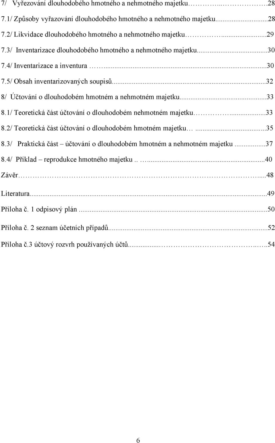 ..33 8.1/ Teoretická část účtování o dlouhodobém nehmotném majetku...33 8.2/ Teoretická část účtování o dlouhodobém hmotném majetku...35 8.