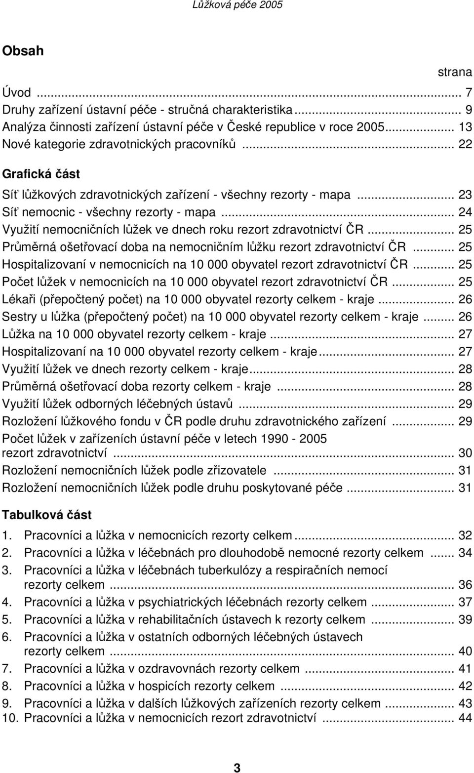 .. 25 Průměrná ošetřovací doba na nemocničním lůžku rezort zdravotnictví ČR... 25 Hospitalizovaní v nemocnicích na 10 000 obyvatel rezort zdravotnictví ČR.