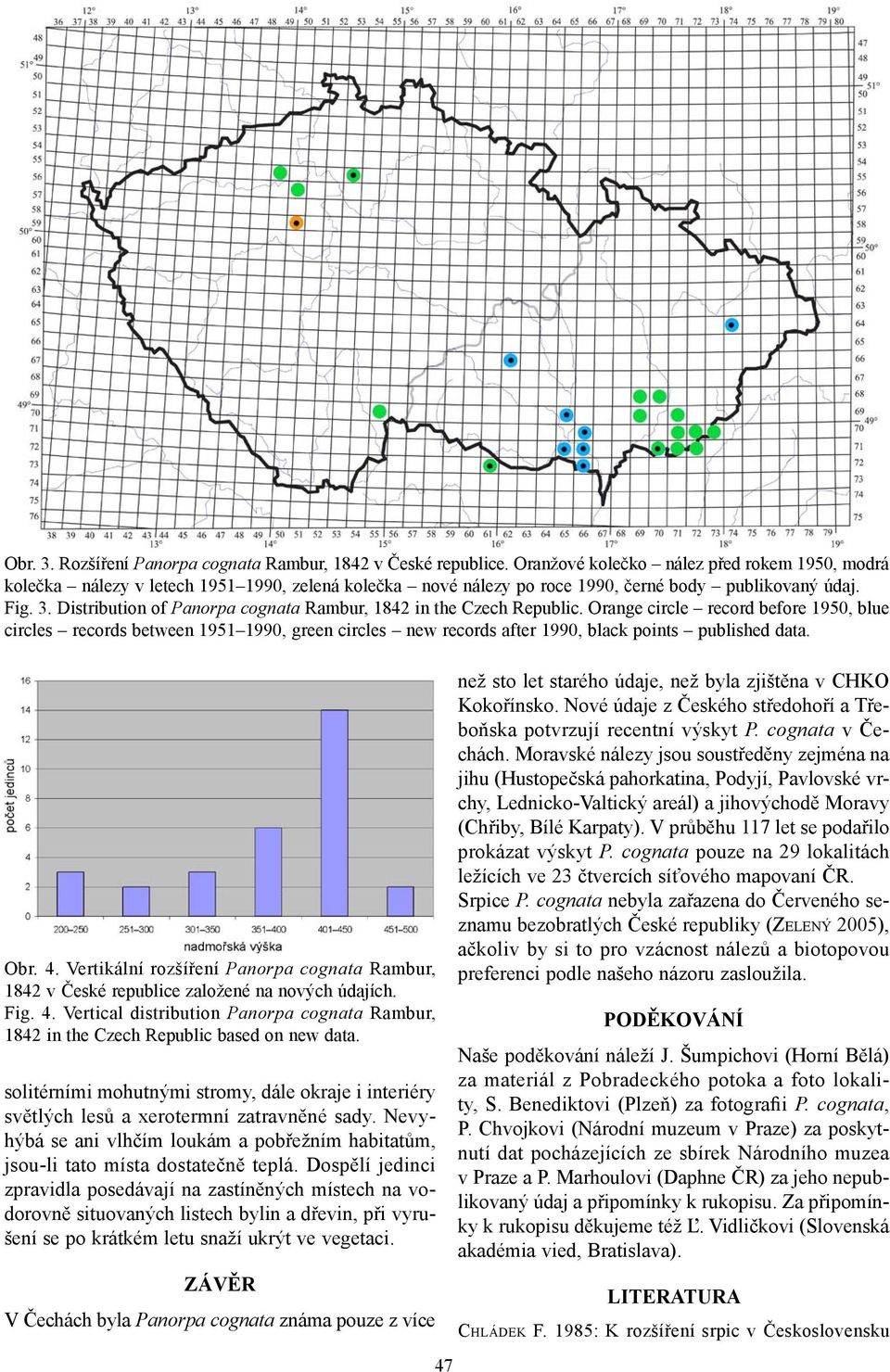 Distribution of Panorpa cognata Rambur, 1842 in the Czech Republic.