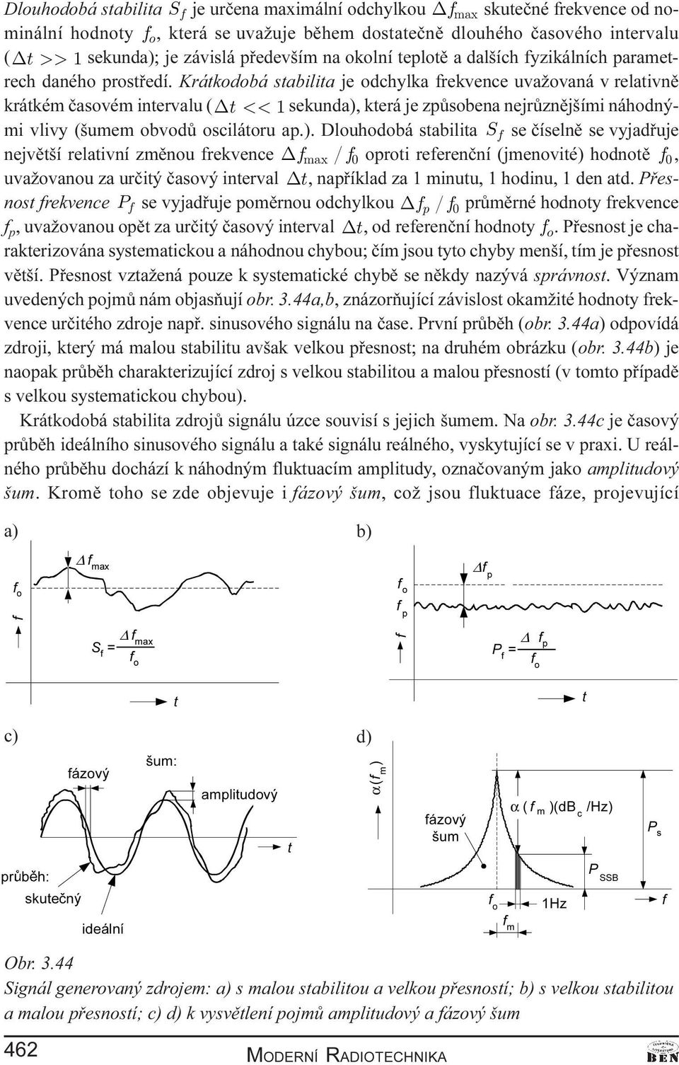 Krátkodobá stabilita je odchylka frekvence uvažovaná v relativnì krátkém èasovém intervalu (% sekunda),