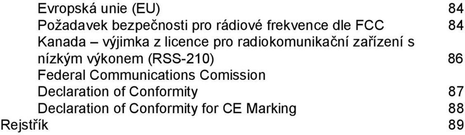 nízkým výkonem (RSS-210) 86 Federal Communications Comission