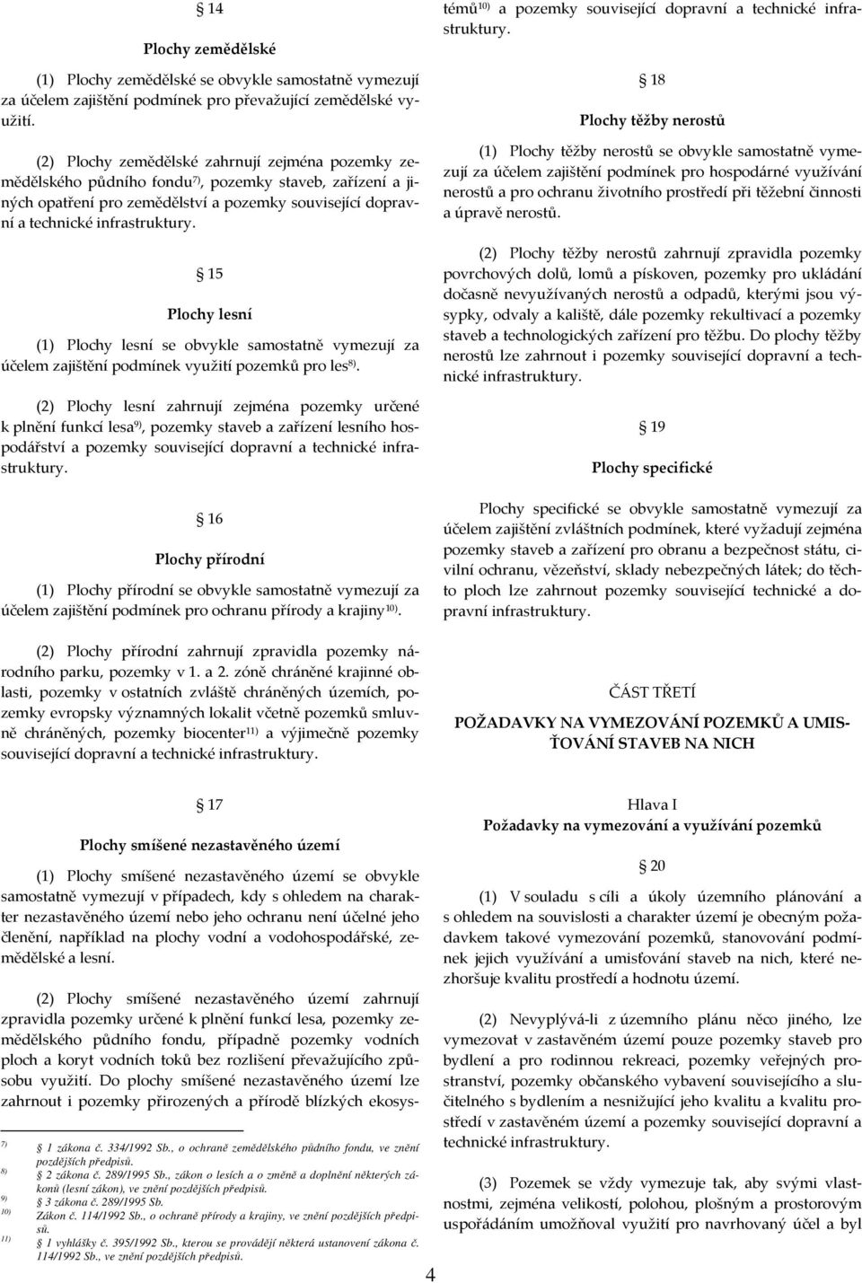 15 Plochy lesní (1) Plochy lesní se obvykle samostatně vymezují za účelem zajištění podmínek využití pozemků pro les 8).