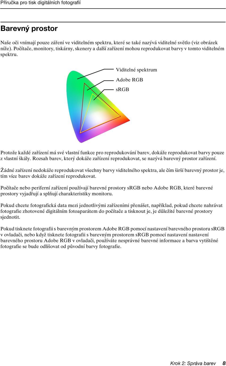 Viditelné spektrum Adobe RGB srgb Protože každé zařízení má své vlastní funkce pro reprodukování barev, dokáže reprodukovat barvy pouze z vlastní škály.