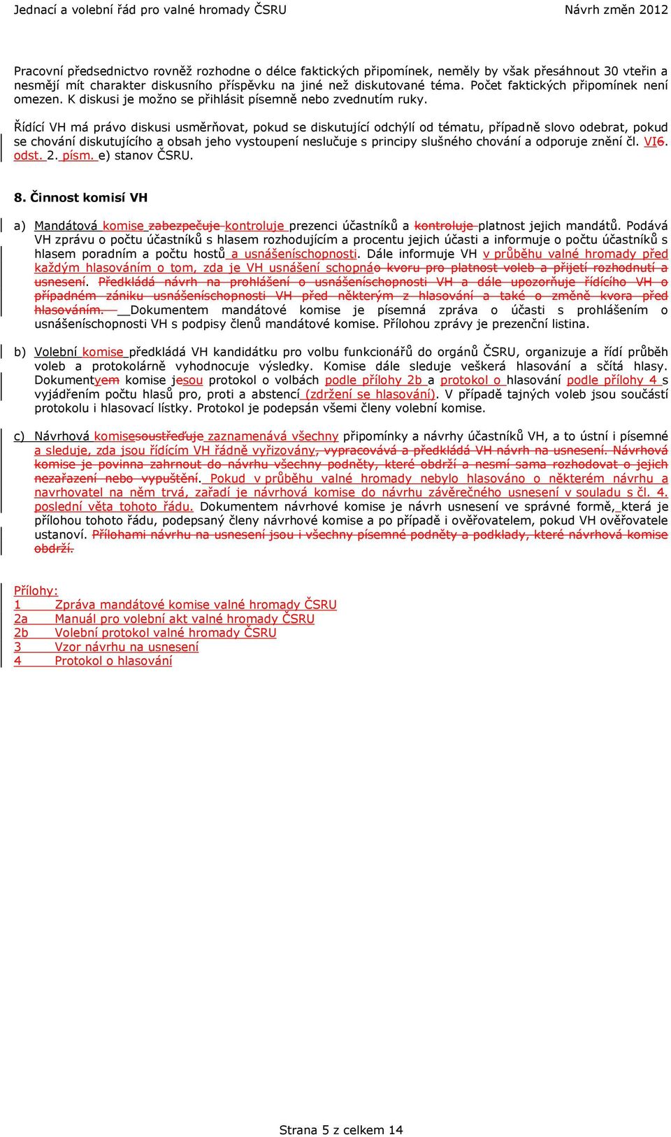 Řídící VH má právo diskusi usměrňovat, pokud se diskutující odchýlí od tématu, případně slovo odebrat, pokud se chování diskutujícího a obsah jeho vystoupení neslučuje s principy slušného chování a