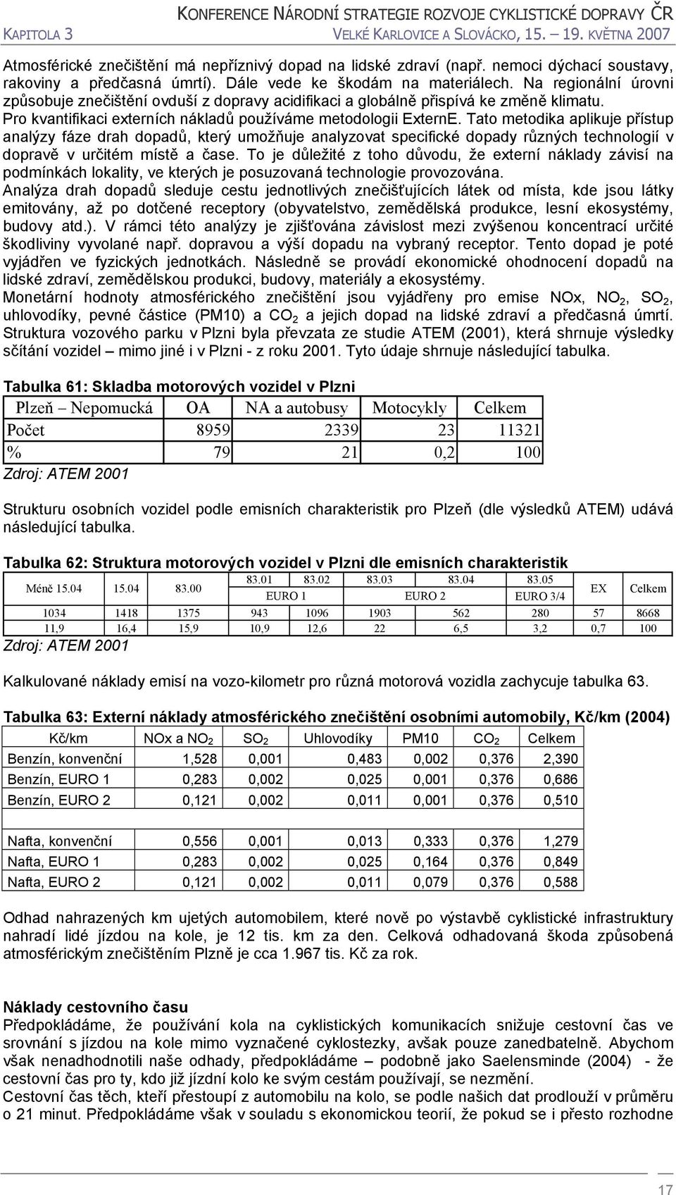 Pro kvantifikaci externích nákladů používáme metodologii ExternE.