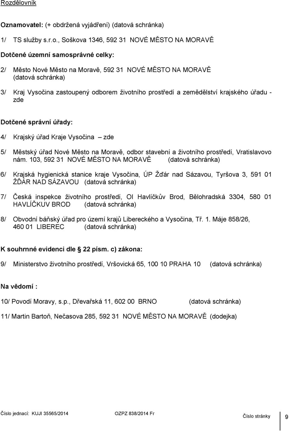 Městský úřad Nové Město na Moravě, odbor stavební a životního prostředí, Vratislavovo nám.