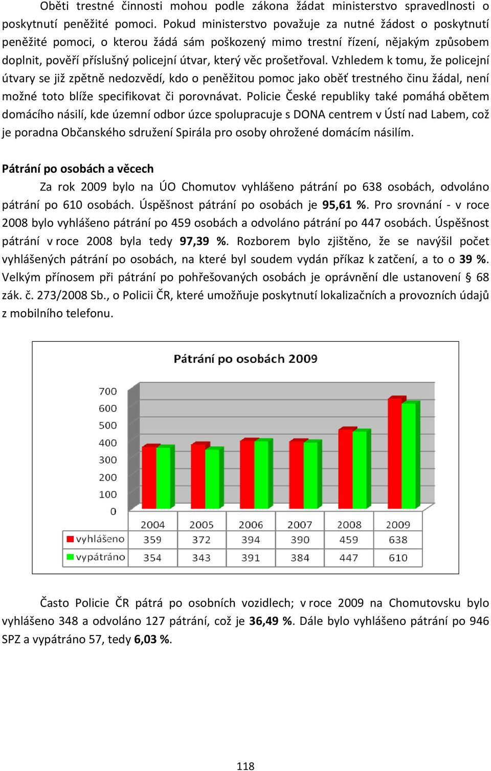 prošetřoval. Vzhledem k tomu, že policejní útvary se již zpětně nedozvědí, kdo o peněžitou pomoc jako oběť trestného činu žádal, není možné toto blíže specifikovat či porovnávat.