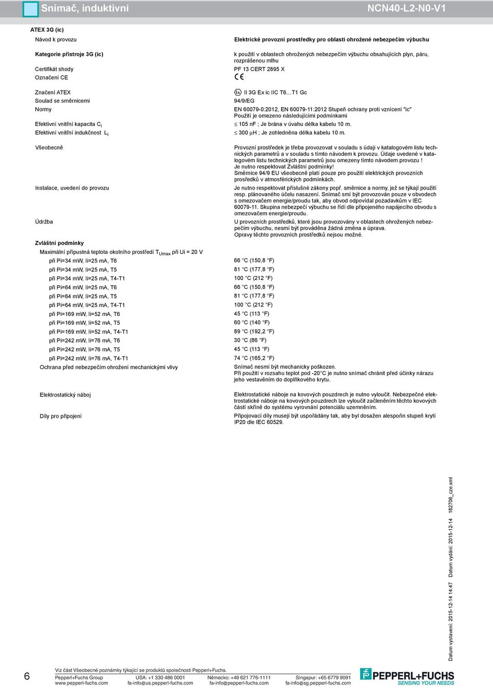 Efektivní vnitřní indukčnost L i 300 µh ; Je zohledněna délka kabelu 10 m.