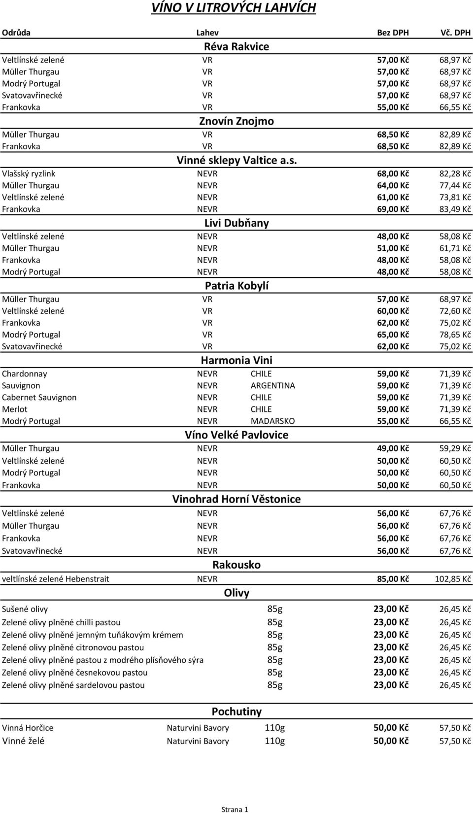 Znovín Znojmo Müller Thurgau VR 68,50 Kč 82,89 Kč Frankovka VR 68,50 Kč 82,89 Kč Vinné sk