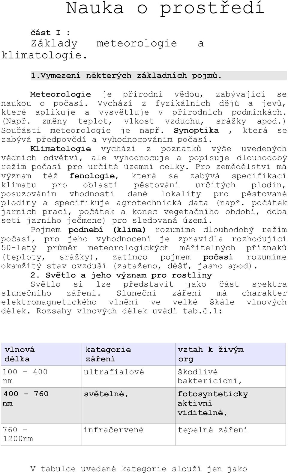 Synoptika, která se zabývá předpovědí a vyhodnocováním počasí.