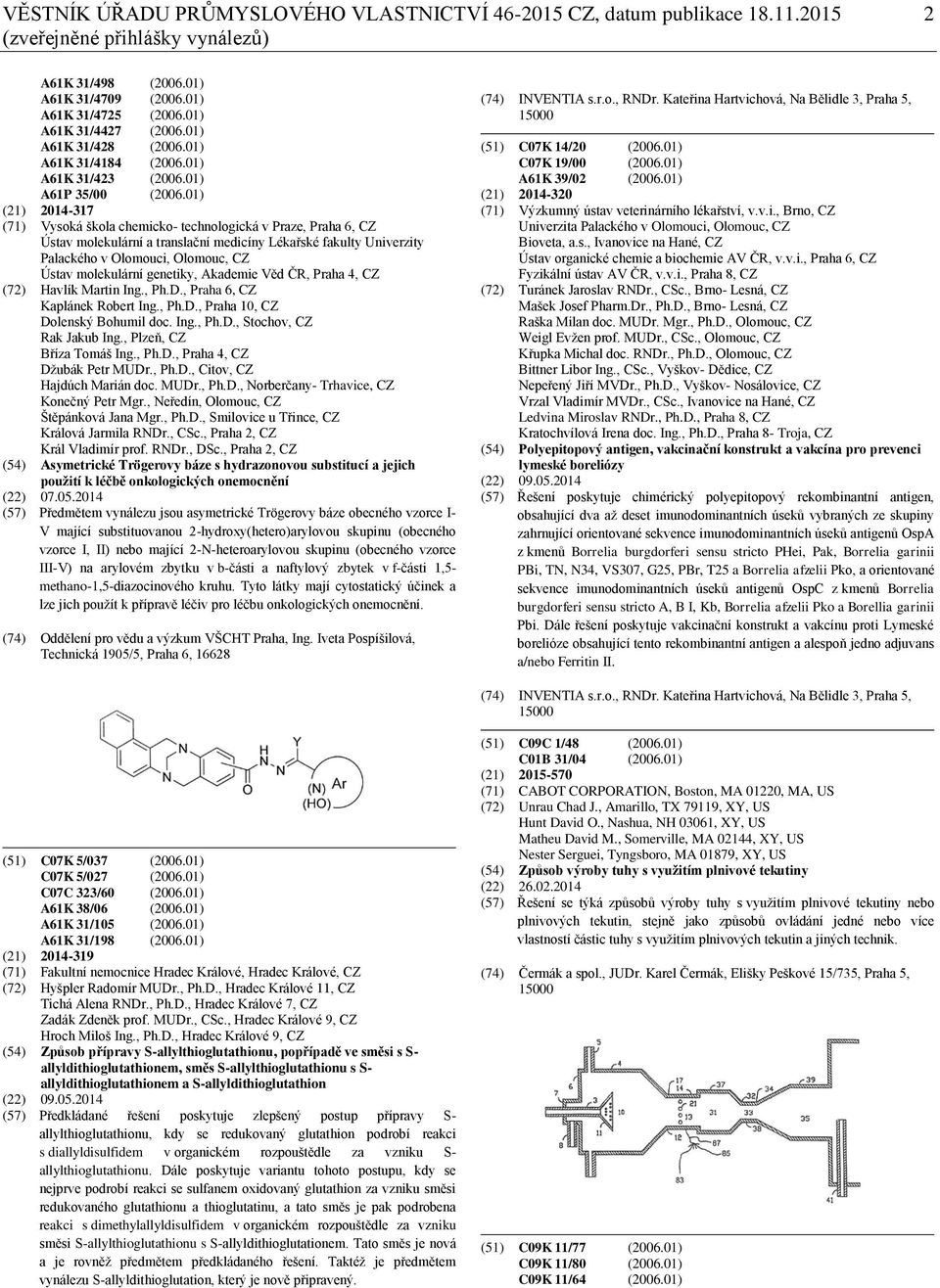 01) (21) 2014-317 (71) Vysoká škola chemicko- technologická v Praze, Praha 6, CZ Ústav molekulární a translační medicíny Lékařské fakulty Univerzity Palackého v Olomouci, Olomouc, CZ Ústav