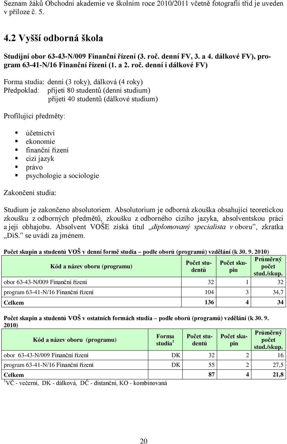 denní i dálkové FV) Forma studia: denní (3 roky), dálková (4 roky) Předpoklad: přijetí 80 studentů (denní studium) přijetí 40 studentů (dálkové studium) Profilující předměty: účetnictví ekonomie