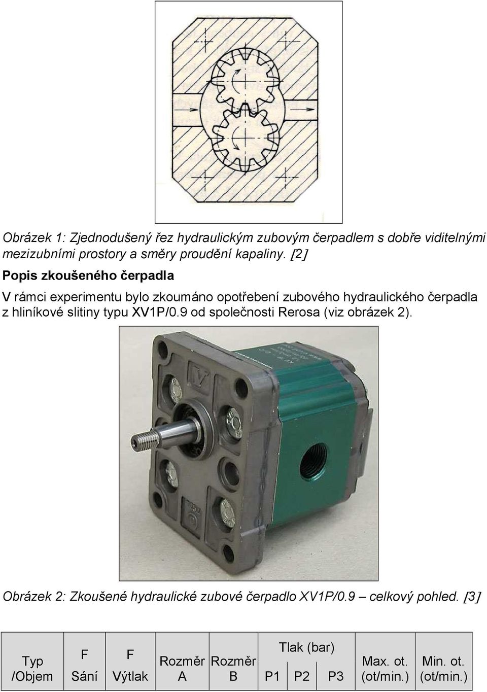 [2] Popis zkoušeného čerpadla V rámci experimentu bylo zkoumáno opotřebení zubového hydraulického čerpadla z hliníkové