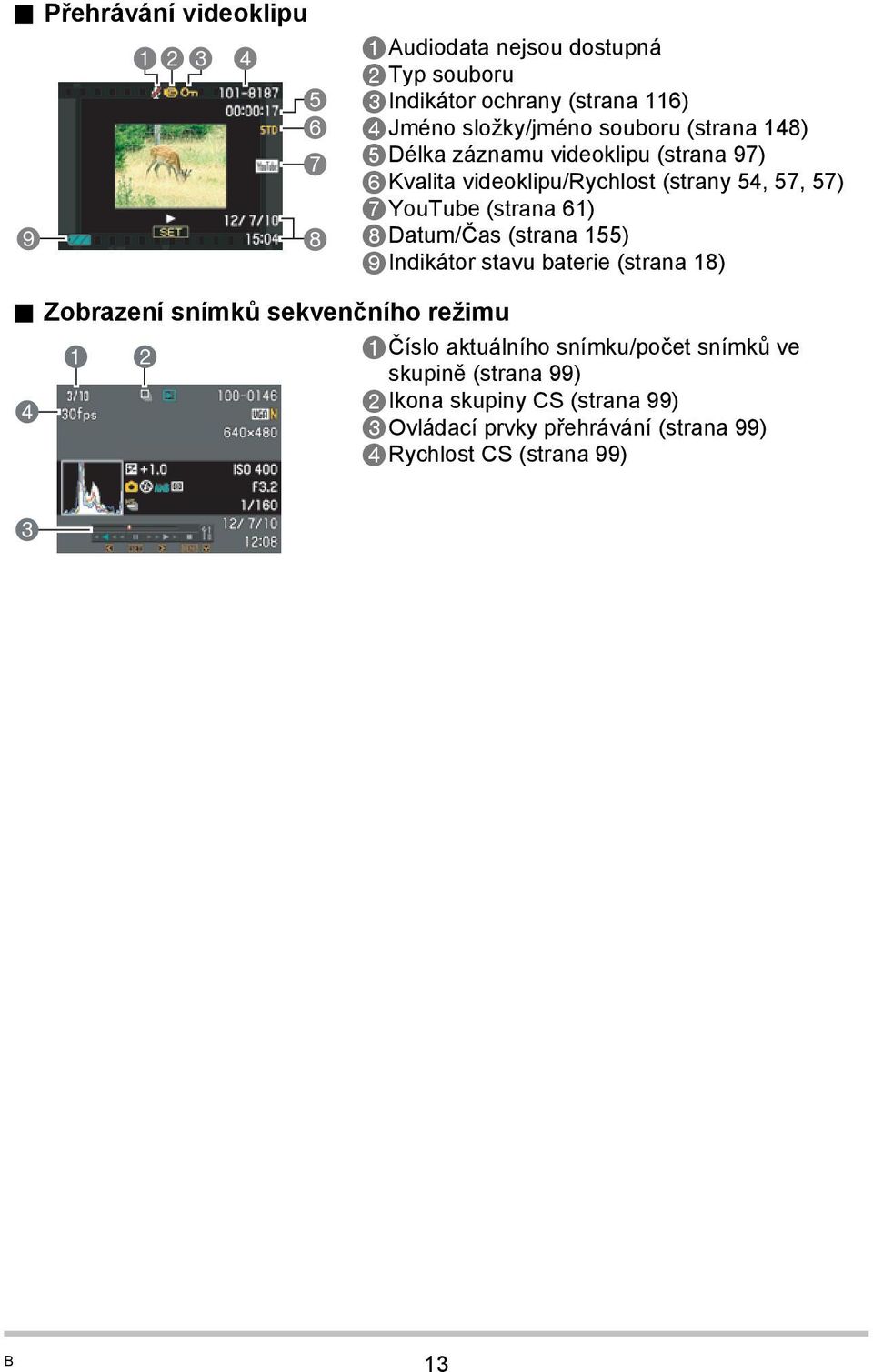 8Datum/Čas (strana 155) 9Indikátor stavu baterie (strana 18).