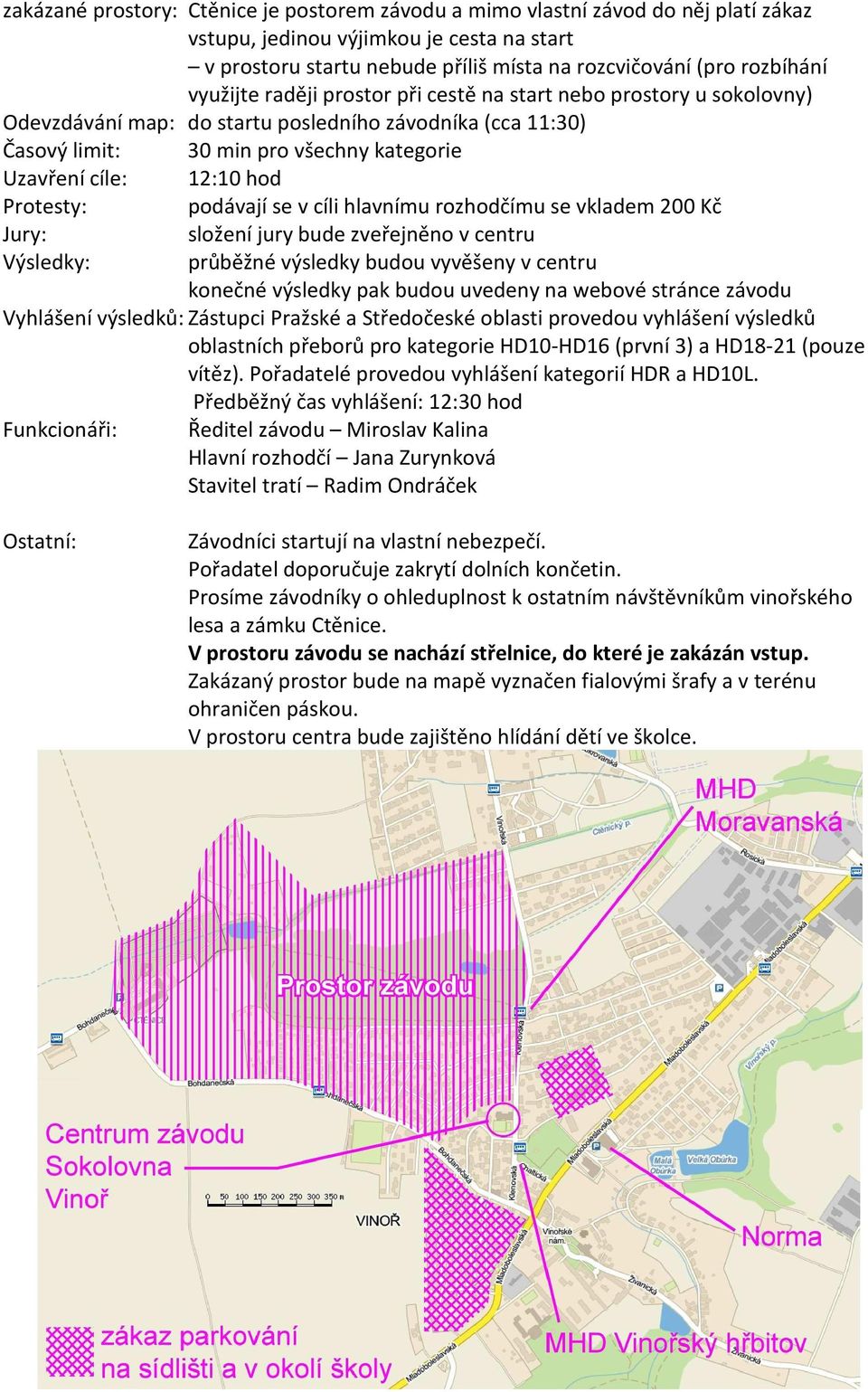 Protesty: podávají se v cíli hlavnímu rozhodčímu se vkladem 200 Kč Jury: Výsledky: složení jury bude zveřejněno v centru průběžné výsledky budou vyvěšeny v centru konečné výsledky pak budou uvedeny