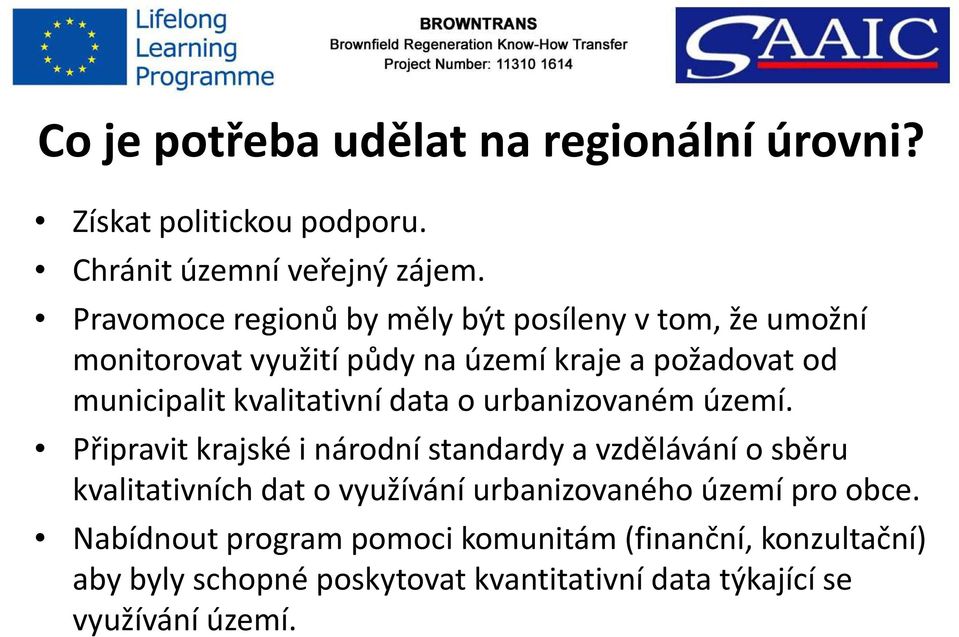 kvalitativní data o urbanizovaném území.