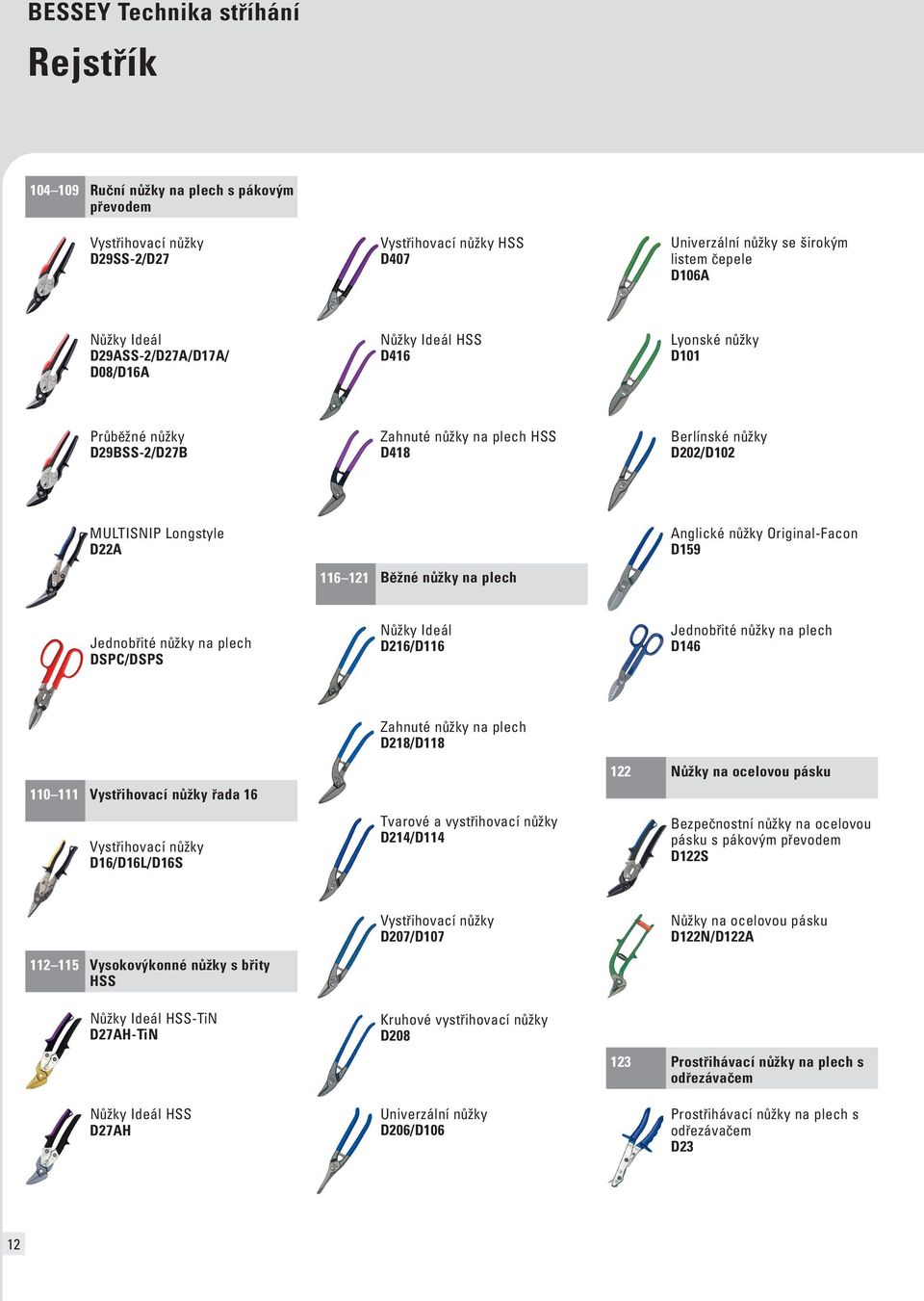nůžky Original-Facon D159 116 121 Běžné nůžky na plech Jednobřité nůžky na plech DSPC/DSPS Nůžky Ideál D216/D116 Jednobřité nůžky na plech D146 Zahnuté nůžky na plech D218/D118 110 111 Vystřihovací