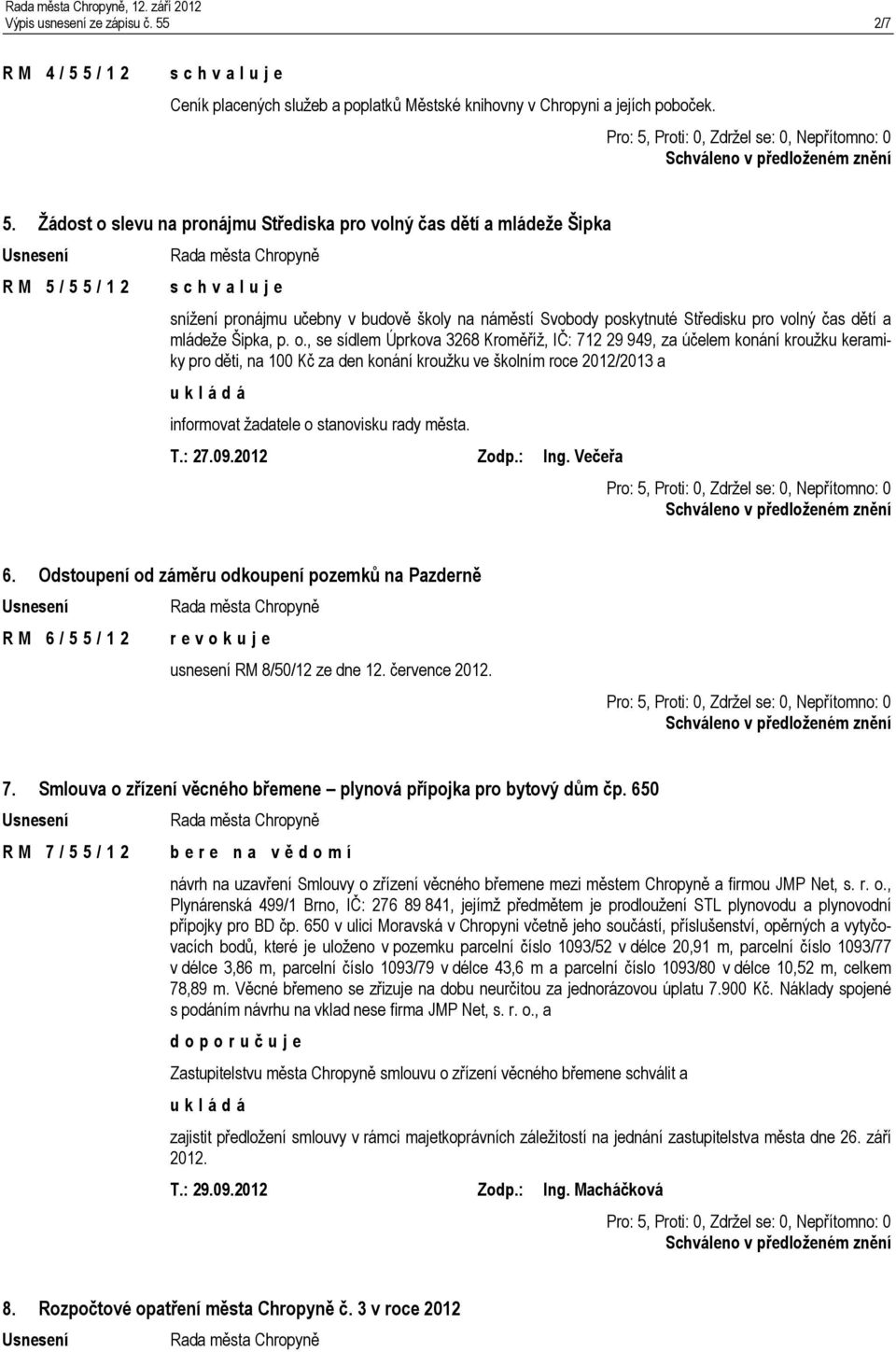 5 / 1 2 Ceník placených služeb a poplatků Městské knihovny v Chropyni a jejích poboček. 5.