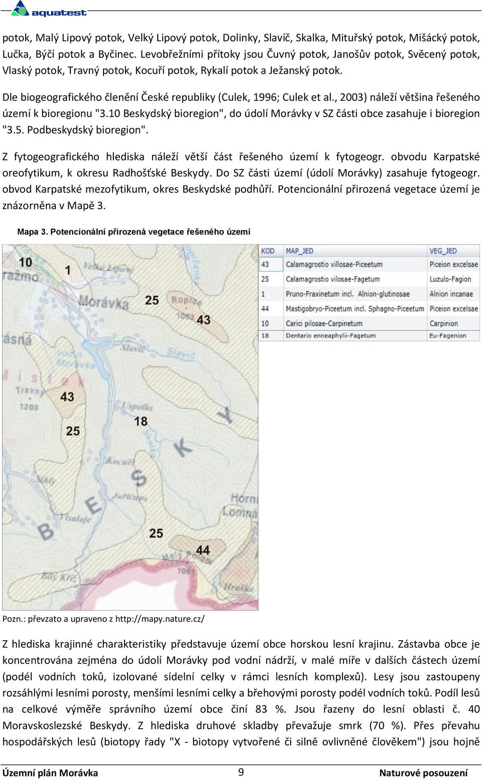 Dle biogeografického členění České republiky (Culek, 1996; Culek et al., 2003) náleží většina řešeného území k bioregionu "3.