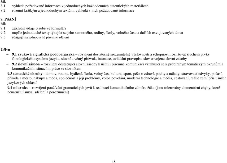 1 zvuková a grafická podoba jazyka rozvíjení dostatečně srozumitelné výslovnosti a schopnosti rozlišovat sluchem prvky fonologického systému jazyka, slovní a větný přízvuk, intonace, ovládání