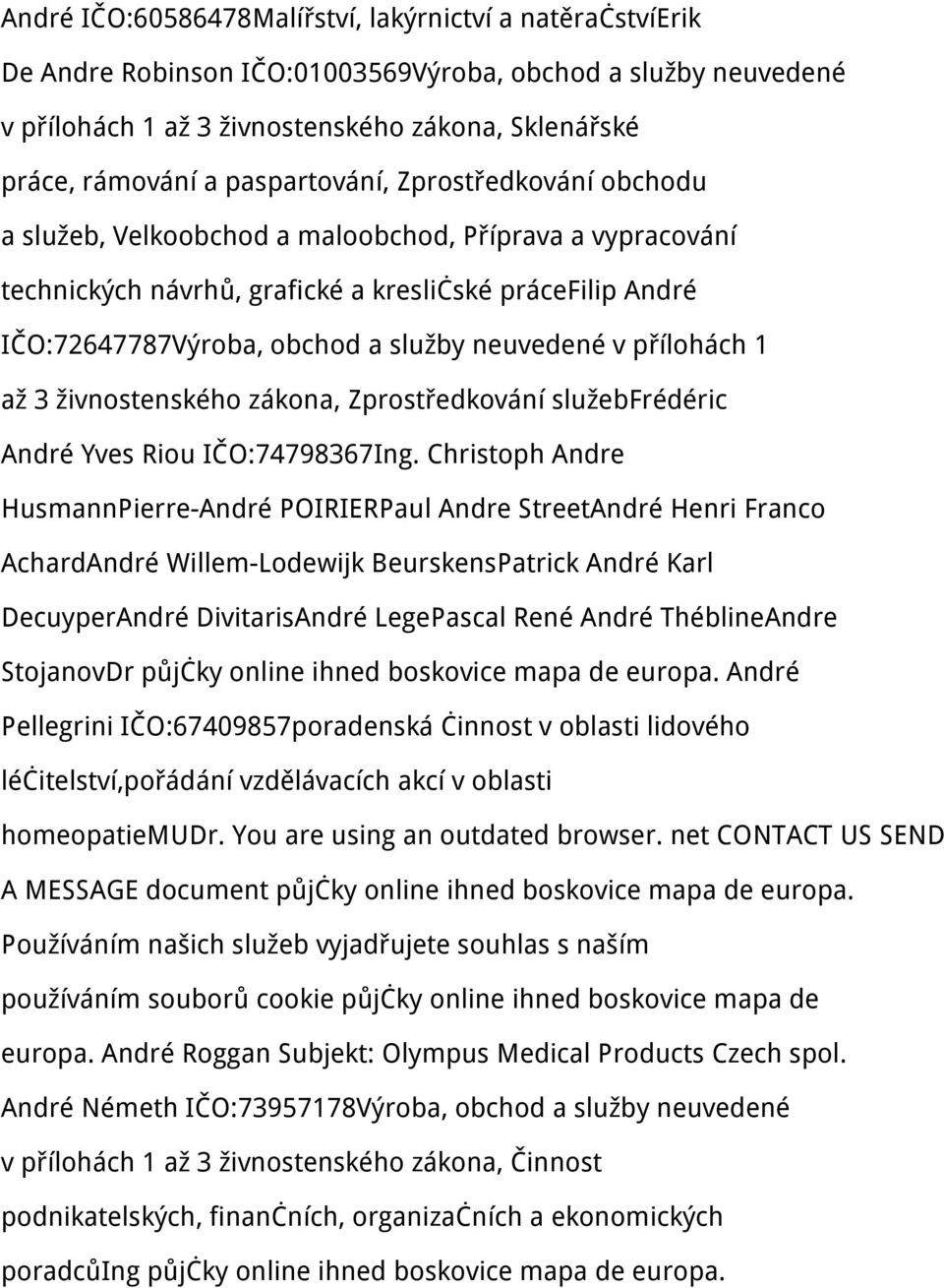 neuvedené v přílohách 1 až 3 živnostenského zákona, Zprostředkování služebfrédéric André Yves Riou IČO:74798367Ing.