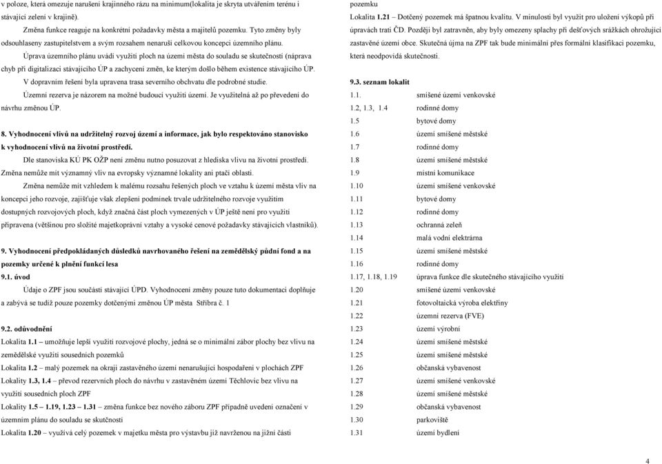 Úprava územního plánu uvádí využití ploch na města do souladu se skutečností (náprava chyb při digitalizaci stávajícího ÚP a zachycení změn, ke kterým došlo během existence stávajícího ÚP.