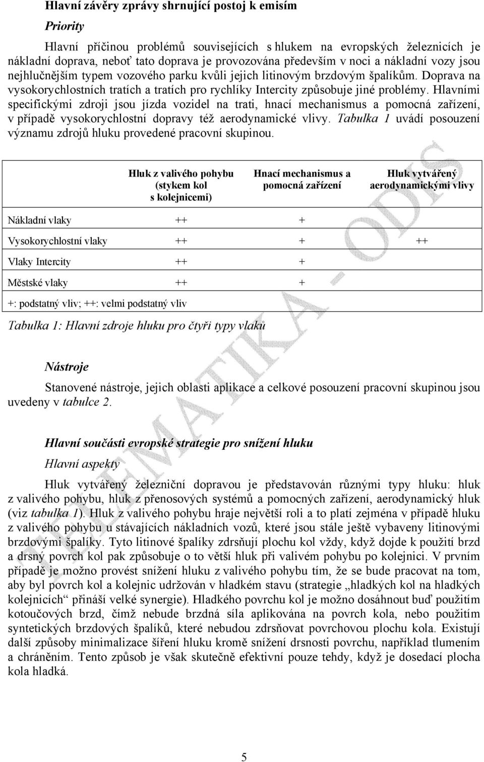 Hlavními specifickými zdroji jsou jízda vozidel na trati, hnací mechanismus a pomocná zařízení, v případě vysokorychlostní dopravy též aerodynamické vlivy.