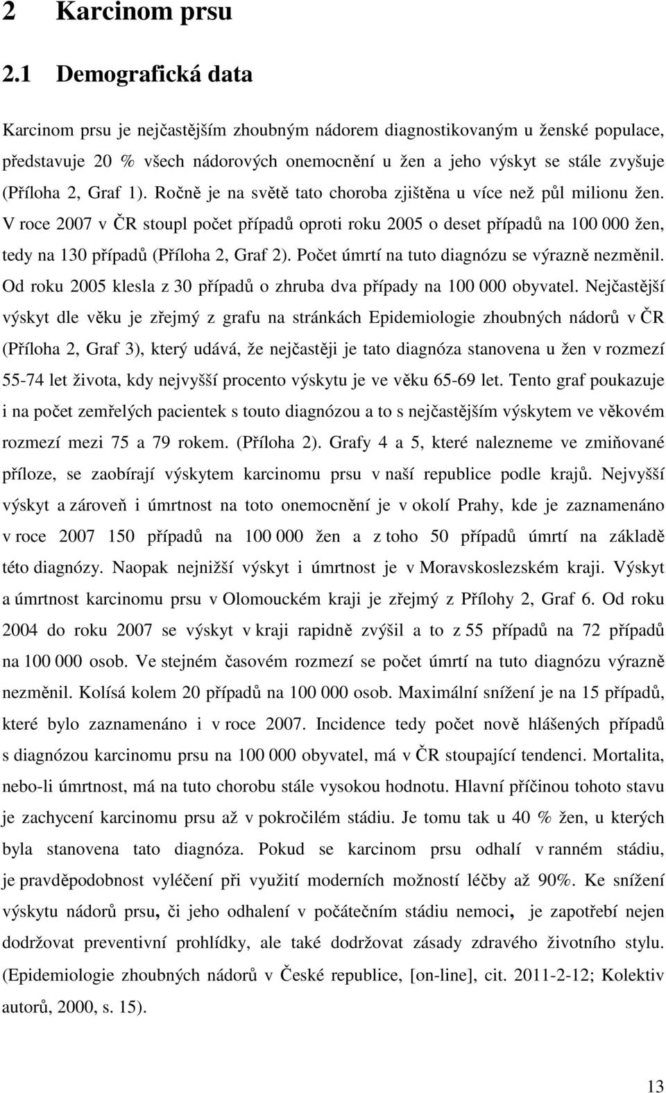 Graf 1). Ročně je na světě tato choroba zjištěna u více než půl milionu žen.