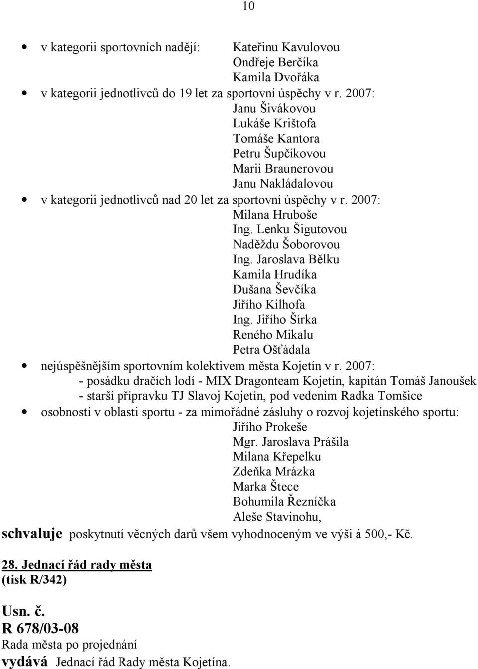 Lenku Šigutovou Naděždu Šoborovou Ing. Jaroslava Bělku Kamila Hrudíka Dušana Ševčíka Jiřího Kilhofa Ing.