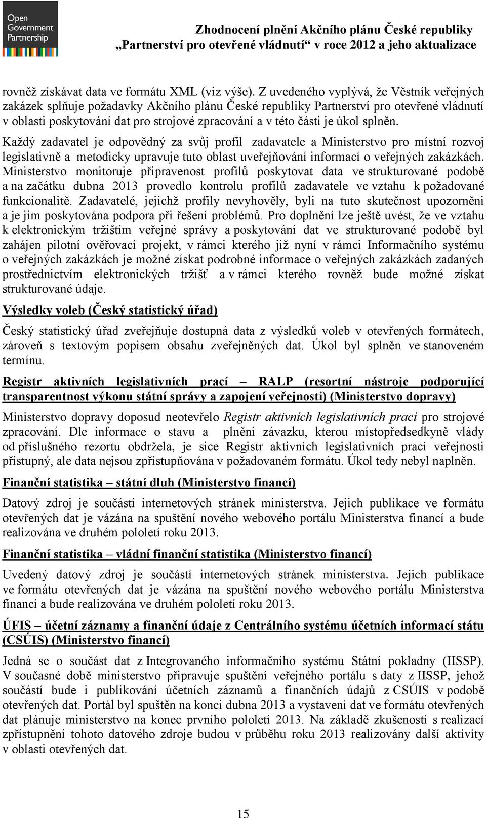 úkol splněn. Každý zadavatel je odpovědný za svůj profil zadavatele a Ministerstvo pro místní rozvoj legislativně a metodicky upravuje tuto oblast uveřejňování informací o veřejných zakázkách.