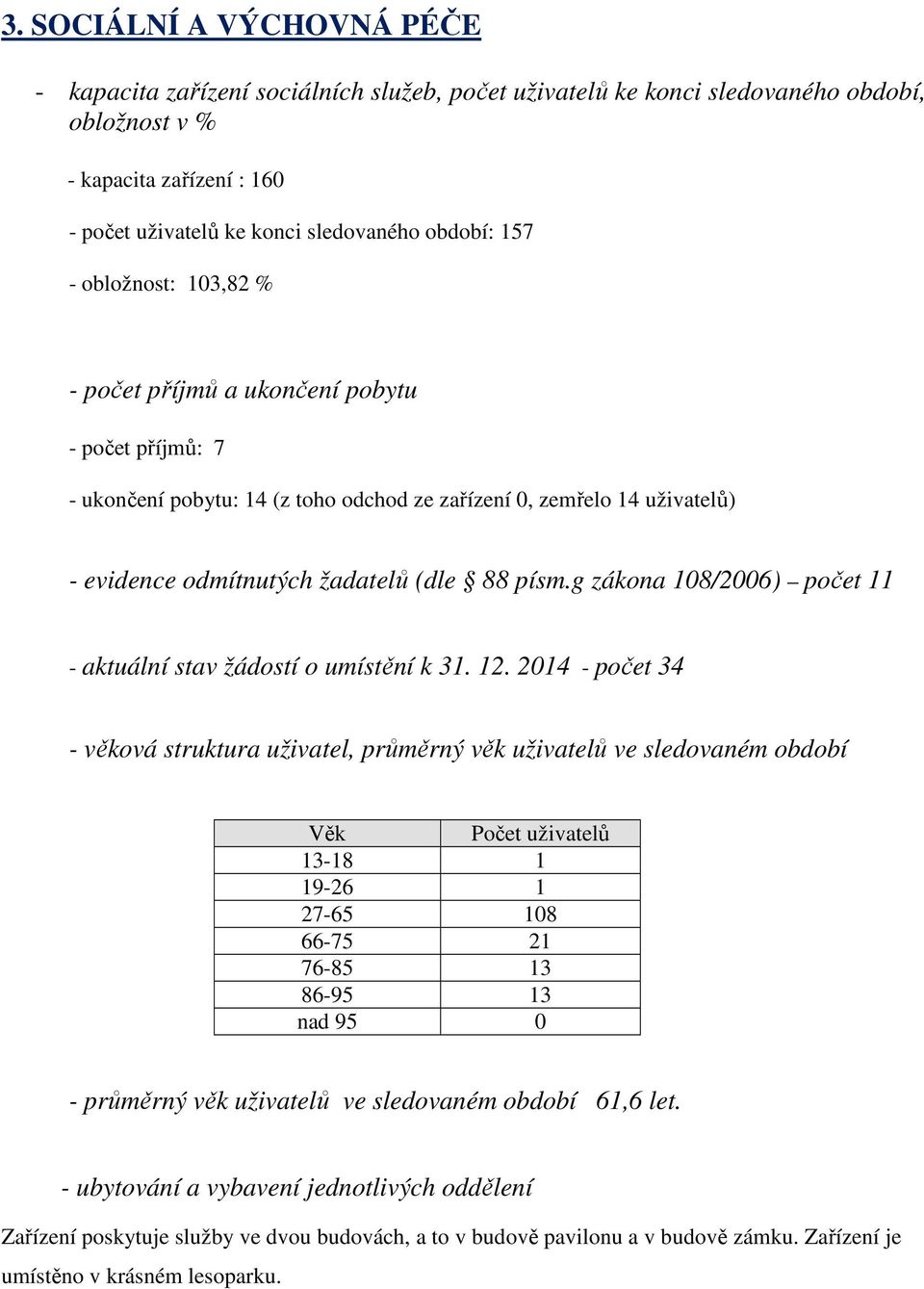 g zákona 108/2006) počet 11 - aktuální stav žádostí o umístění k 31. 12.