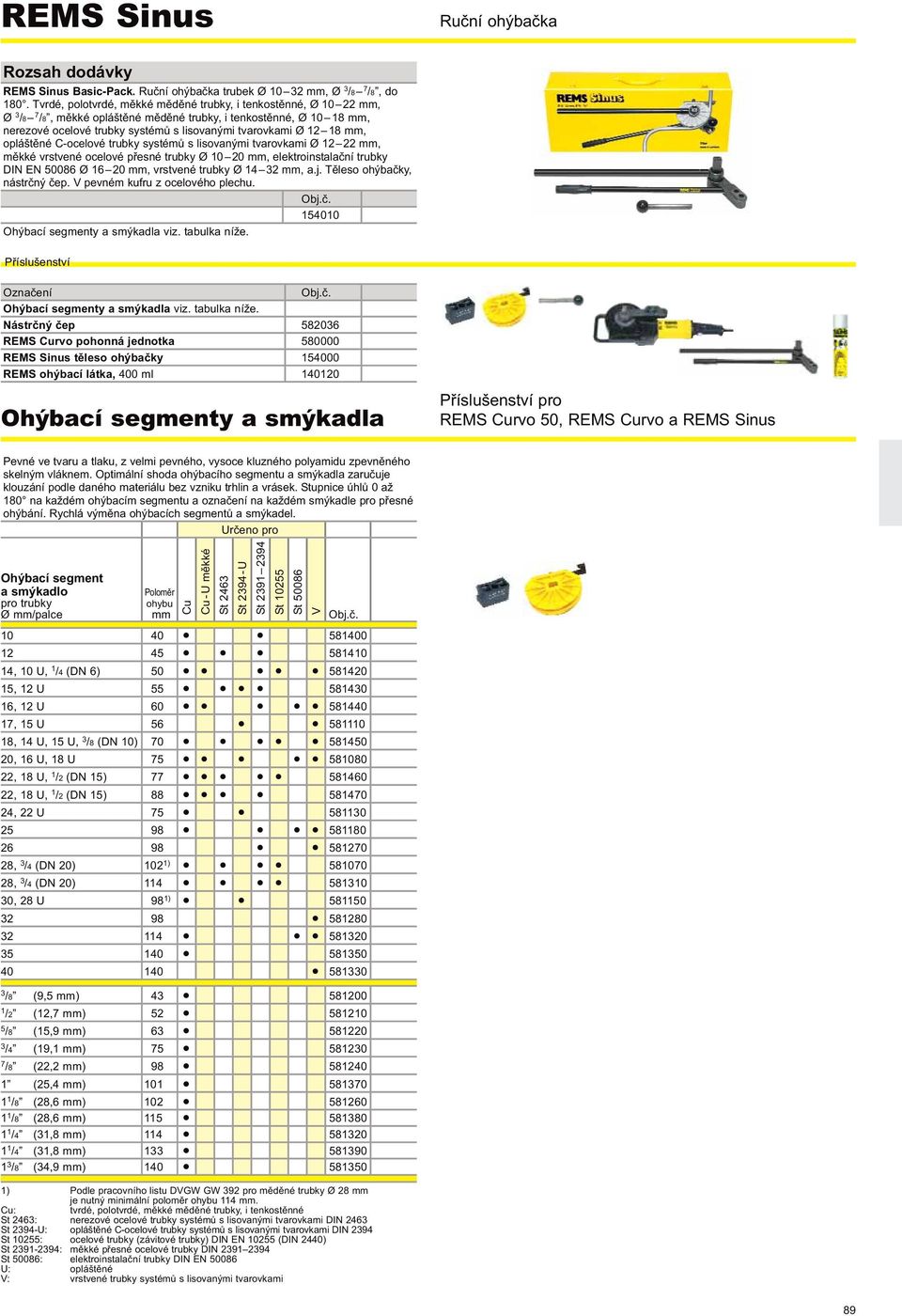 měkké vrstvené ocelové přesné trubky Ø 10 20 mm, elektro instalační trubky DIN EN 50086 Ø 16 20 mm, vrstvené trubky Ø 14 32 mm, a.j. Těleso ohýbačky, nástrčný čep. V pevném kufru z ocelového plechu.