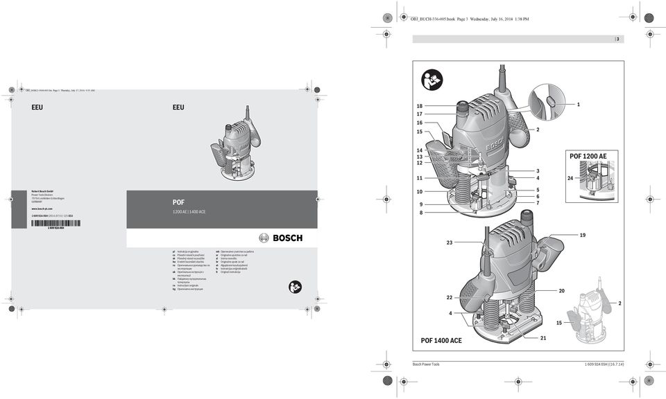 07) O / 125 EEU POF 1200 AE 1400 ACE 10 9 8 5 6 7 23 19 pl Instrukcja oryginalna mk Оригинално упатство за работа cs Původní návod k používání sr Originalno uputstvo za rad sk Pôvodný návod na