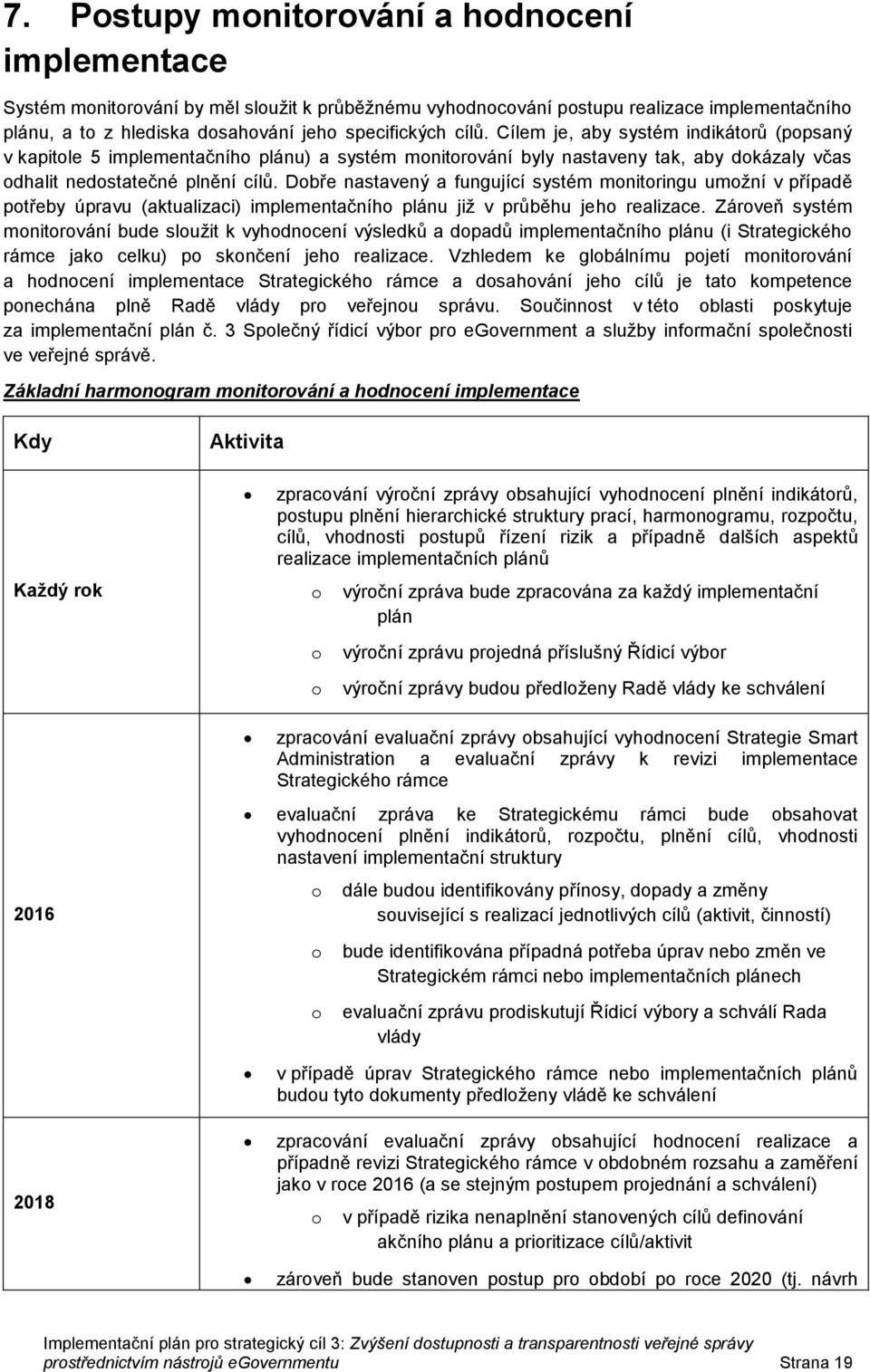 Dbře nastavený a fungující systém mnitringu umžní v případě ptřeby úpravu (aktualizaci) implementačníh plánu již v průběhu jeh realizace.