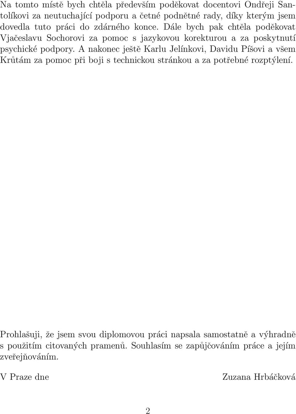 A nakonec ještě Karlu Jelínkovi, Davidu Píšovi a všem Krůtám za pomoc při boji s technickou stránkou a za potřebné rozptýlení.