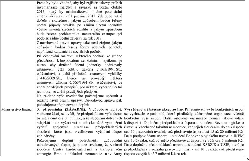 statutárního zástupce při podpisu řádné účetní závěrky za rok 2013. Z navrhované právní úpravy také není zřejmé, jakým způsobem budou řešeny fondy účetních jednotek, např.