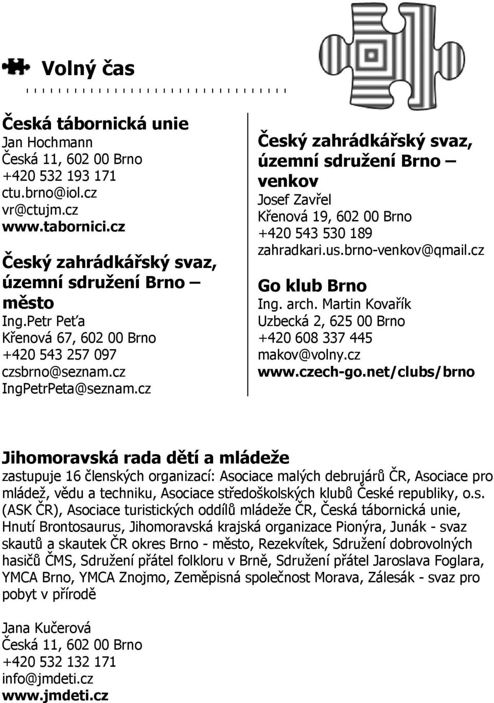 cz Český zahrádkářský svaz, územní sdružení Brno venkov Josef Zavřel Křenová 19, 602 00 Brno +420 543 530 189 zahradkari.us.brno-venkov@qmail.cz Go klub Brno Ing. arch.