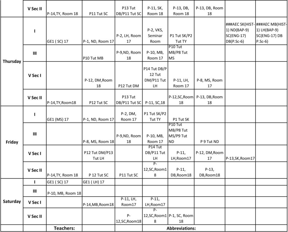 Sc 6) 12, DM, P12 Tut DM DB/P 12 Tut DM/P11 Tut 11,,, MS, 14,TY, P12 Tut SC P13 Tut DB/P11 Tut SC 11, SC, 12,SC, 13, DB, Friday Saturday GE1 (MS)