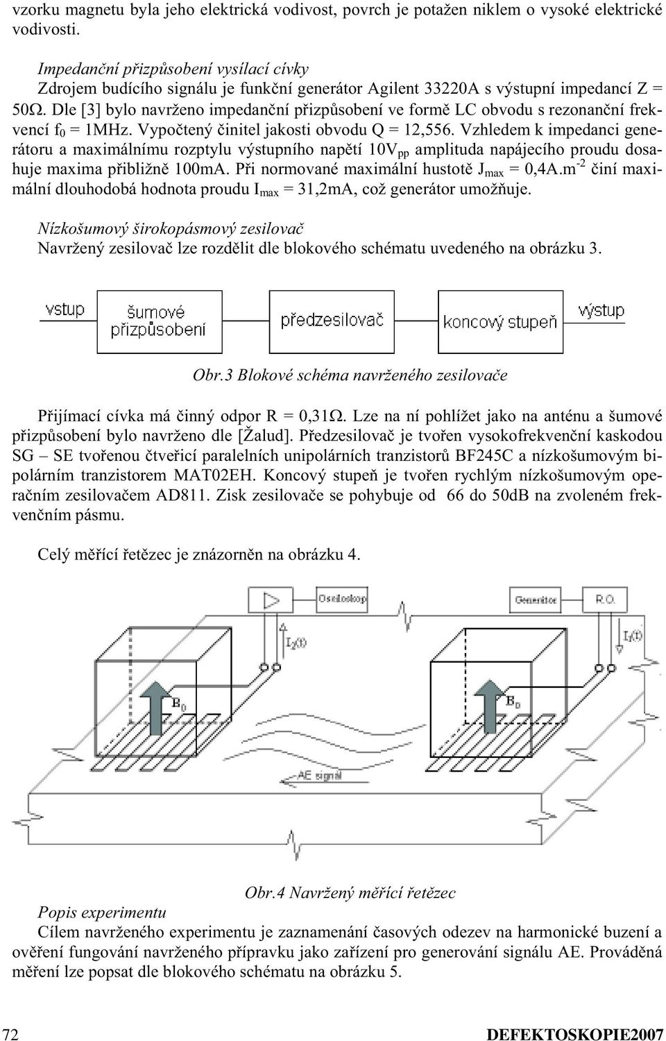 Dle [3] bylo navrženo impedan ní p izp sobení ve form LC obvodu s rezonan ní frekvencí f 0 = 1MHz. Vypo tený initel jakosti obvodu Q = 12,556.